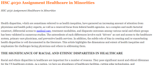 HSC 4030 Assignment Healthcare in Minorities