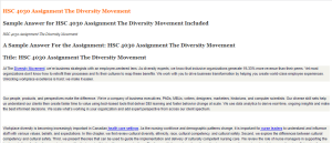 HSC 4030 Assignment The Diversity Movement