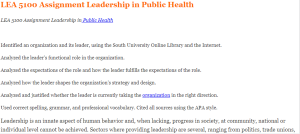 LEA 5100 Assignment Leadership in Public Health
