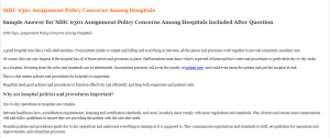 MHC 6301 Assignment Policy Concerns Among Hospitals