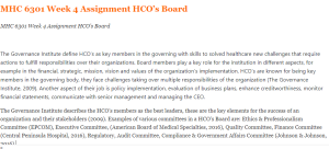 MHC 6301 Week 4 Assignment HCO’s Board