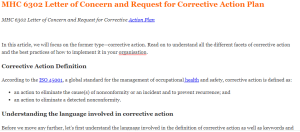 MHC 6302 Letter of Concern and Request for Corrective Action Plan