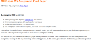 MHC 6302 W5 Assignment Final Paper