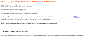 MHC 6305 Assignment Reimbursement Methods