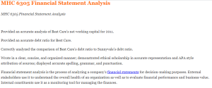 MHC 6305 Financial Statement Analysis