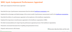 MHC 6306 Assignment Performance Appraisal