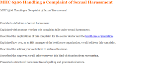 MHC 6306 Handling a Complaint of Sexual Harassment