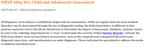 NRNP 6665 W1 Child and Adolescent Assessment