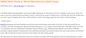 NRNP 6665 Week 4 Mood Disorders in Adults Essay