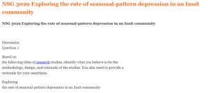 NSG 3029 Exploring the rate of seasonal-pattern depression in an Inuit community