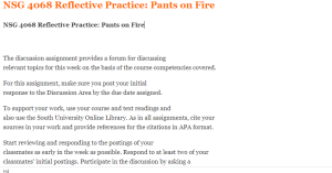 NSG 4068 Reflective Practice Pants on Fire