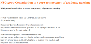 NSG 5000 Consultation is a core competency of graduate nursing