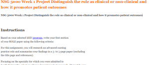 NSG 5000 Week 1 Project Distinguish the role as clinical or non-clinical and how it promotes patient outcomes