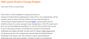 NSG 5000 Week 2 Group Project