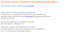 NSG 5000 Week 3 Project Professional Practice Paper