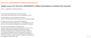NSG 6020 ASSESSMENT of differential diagnoses