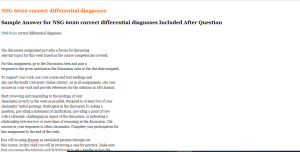 NSG 6020 correct differential diagnoses