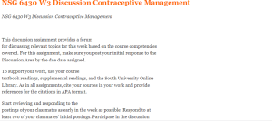 NSG 6430 W3 Discussion Contraceptive Management