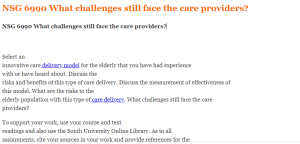 NSG 6990 What challenges still face the care providers