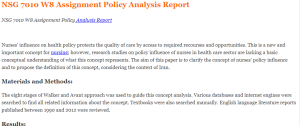 NSG 7010 W8 Assignment Policy Analysis Report