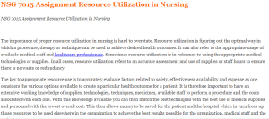 NSG 7015 Assignment Resource Utilization in Nursing