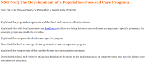 NSG 7015 The Development of a Population-Focused Care Program