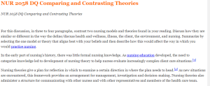 NUR 2058 DQ Comparing and Contrasting Theories