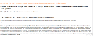 NUR 2058 The Case of Mrs G Essay Client Centered Communication and Collaboration