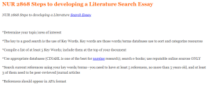 NUR 2868 Steps to developing a Literature Search Essay