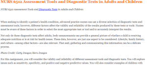 NURS 6512 Assessment Tools and Diagnostic Tests in Adults and Children