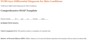 NURS 6512 Differential Diagnosis for Skin Conditions