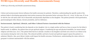 NURS 6512 Diversity and Health Assessments Essay