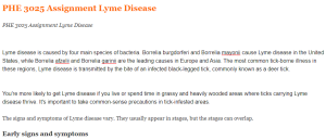 PHE 3025 Assignment Lyme Disease