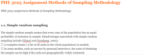 PHE 3025 Assignment Methods of Sampling Methodology