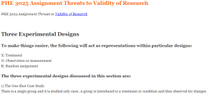 PHE 3025 Assignment Threats to Validity of Research