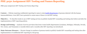 PHE 3050 Assignment HIV Testing and Names Reporting
