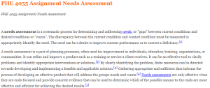 PHE 4055 Assignment Needs Assessment