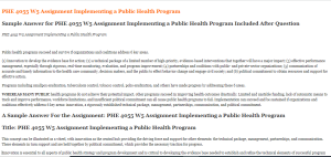 PHE 4055 W5 Assignment Implementing a Public Health Program