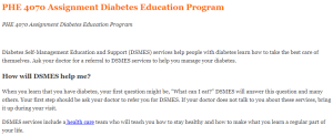 PHE 4070 Assignment Diabetes Education Program