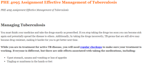 PHE 4095 Assignment Effective Management of Tuberculosis