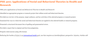 PHE 5001 Applications of Social and Behavioral Theories in Health and Research