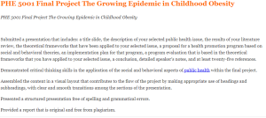 PHE 5001 Final Project The Growing Epidemic in Childhood Obesity