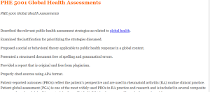 PHE 5001 Global Health Assessments