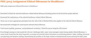 PHE 5005 Assignment Ethical Dilemmas in Healthcare