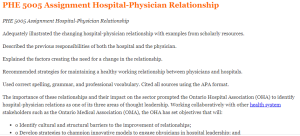 PHE 5005 Assignment Hospital-Physician Relationship