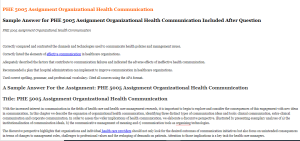 PHE 5005 Assignment Organizational Health Communication