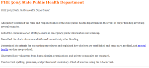 PHE 5005 State Public Health Department