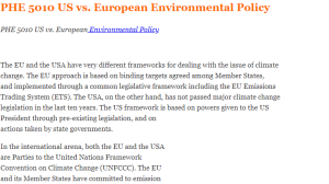 PHE 5010 US vs. European Environmental Policy