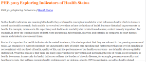 PHE 5015 Exploring Indicators of Health Status