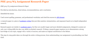 PHE 5015 W5 Assignment Research Paper